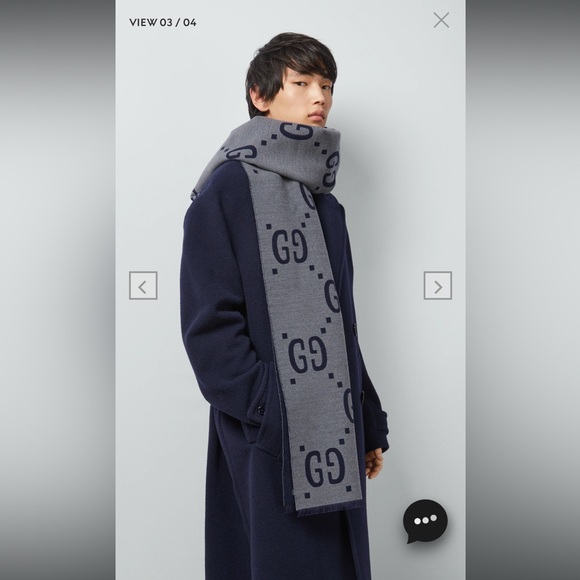 🍂BRAND NEW WITH BOX Gucci GG Jacquard Wool Silk Scarf (Thick) Red/Blue - Picture 14 of 14